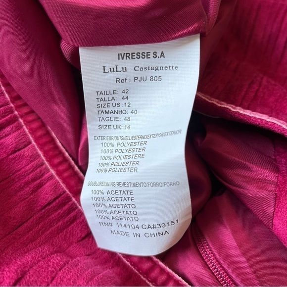 Lulu Castagnette Pleated Faux Suede Midi Skirt Pink Berry Size 12 NWT - Picture 11 of 16